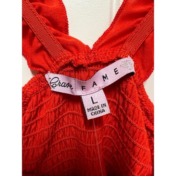 Crave Fame - Red Tank top with rouching and ruffles Size Large  NWT - Picture 2 of 4